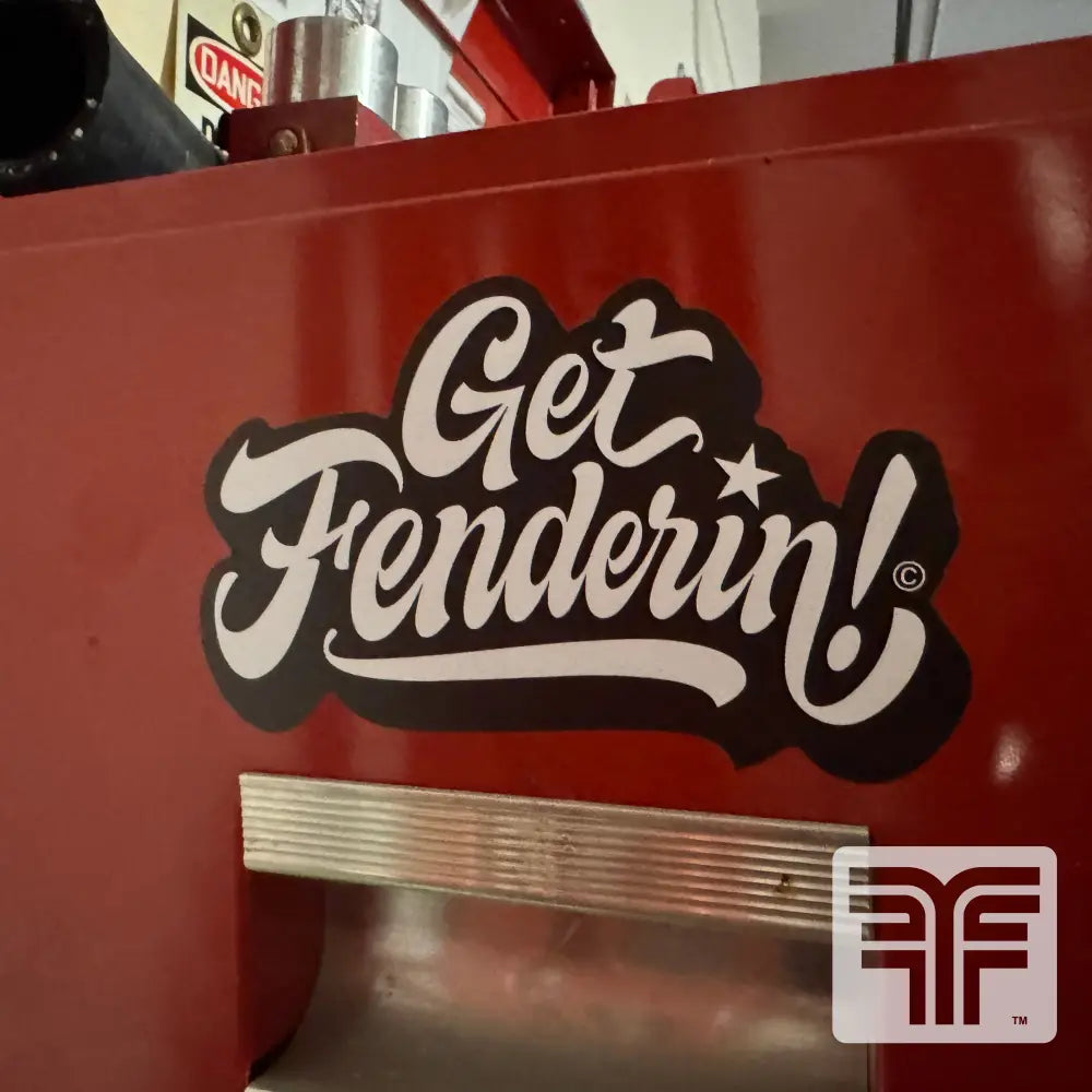 FLATFENDER GET FENDERIN’ BLACK & WHITE ON WHITE STICKER - GEAR