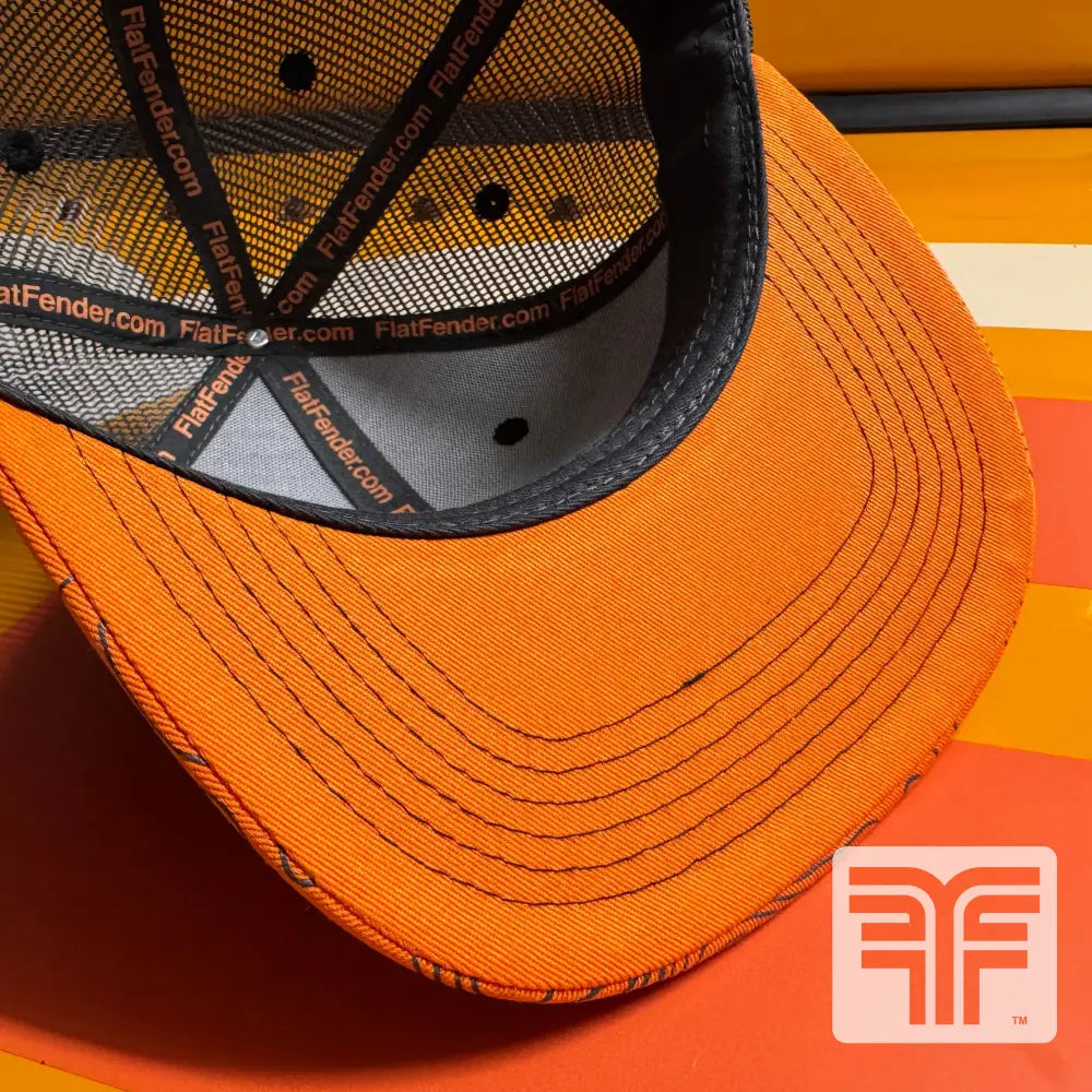 FLATFENDER ’GET FENDERIN’’ SCRIPT ORANGE HAT M-L - M/L - CLOTHING