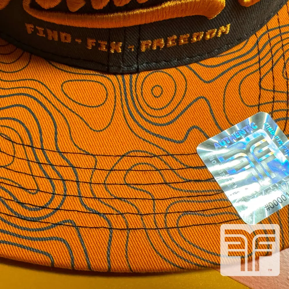 FLATFENDER ’GET FENDERIN’’ SCRIPT ORANGE HAT M-L - M/L - CLOTHING