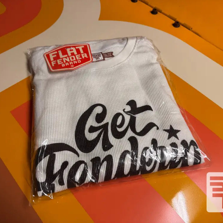 FLATFENDER ’GET FENDERIN’’ WAFFLE HD SHIRT TAN/BROWN