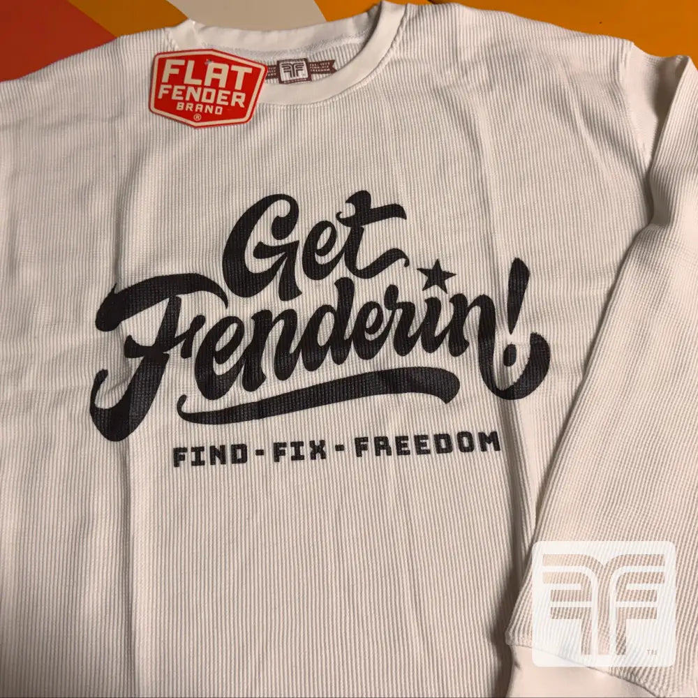 FLATFENDER ’GET FENDERIN’’ WAFFLE HD SHIRT TAN/BROWN