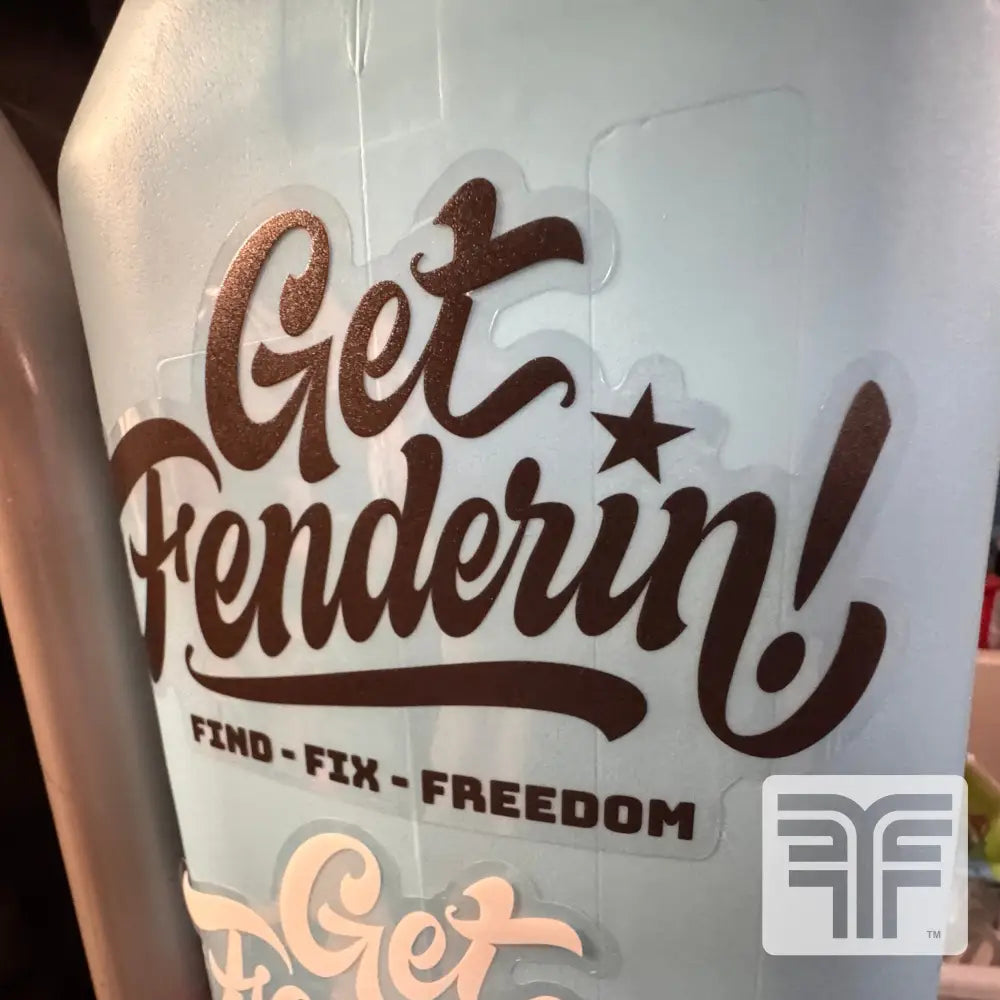 FLATFENDER XL ’GET FENDERIN’’ BLACK (ON) CLEAR STICKER - GEAR