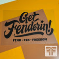 FLATFENDER XL ’GET FENDERIN’’ BLACK (ON) CLEAR STICKER - GEAR