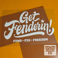 FLATFENDER XL ’GET FENDERIN’’ WHITE (ON) CLEAR STICKER - GEAR